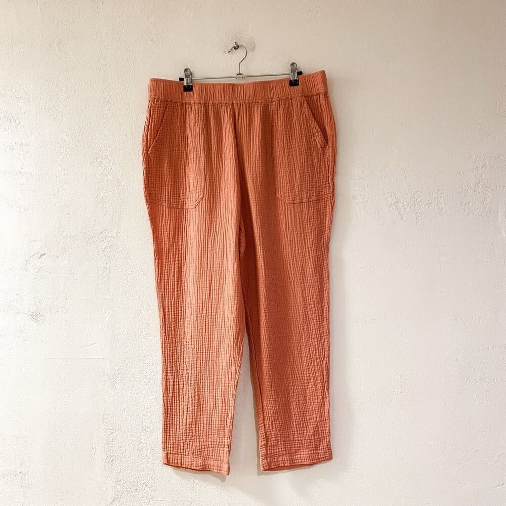 Marine Layer Paula Easy Tapered Cropped Pants in Pink Large - Picture 2 of 8